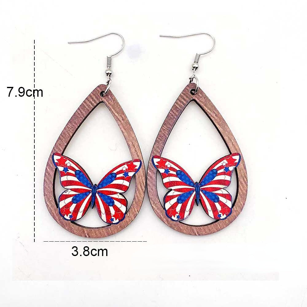 Venta al por mayor Pendientes De Madera Huecos De Mariposa Del Día De La Independencia